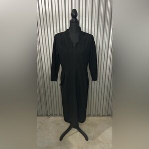 Women’s Nina Ricci Black Vintage 70s Flare Long Sleeve Dress Size 46 (Large)